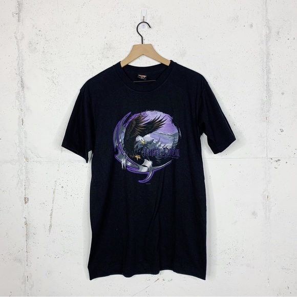 Harley Davidson Single Stitch Purple Graphic Print Tee Shirt - Picture 1 of 6